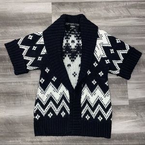 Express chunky knit black white sweater cardigan